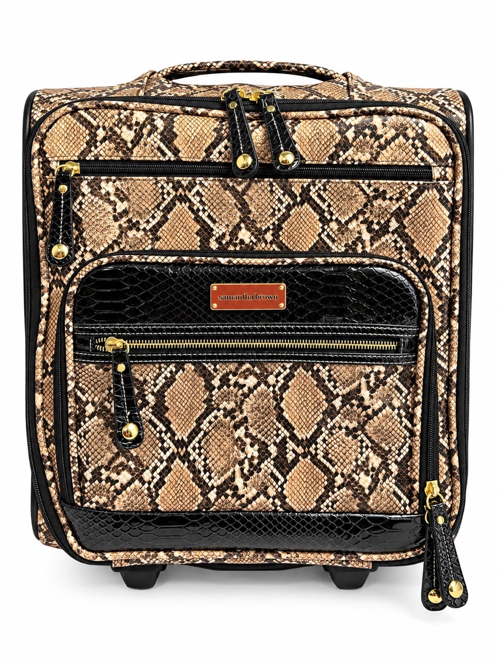 Samantha Brown Underseat Rolling Luggage Carry On Python Embossed Brown/Black
